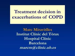 Treatment decision in exacerbations of COPD