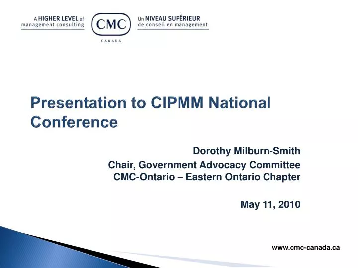 presentation to cipmm national conference