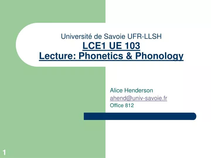 universit de savoie ufr llsh lce1 ue 103 lecture phonetics phonology