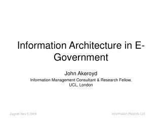 Information Architecture in E- Government