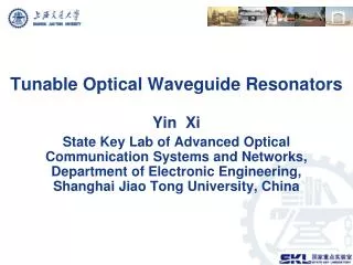 Tunable Optical Waveguide Resonators