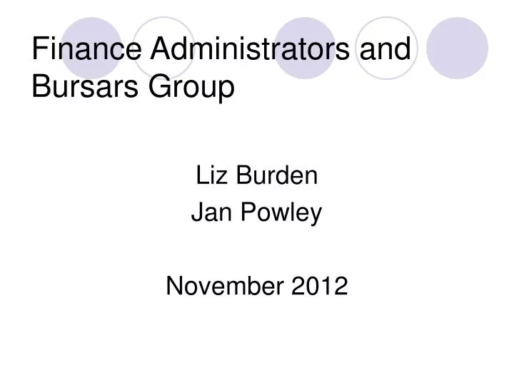 finance administrators and bursars group
