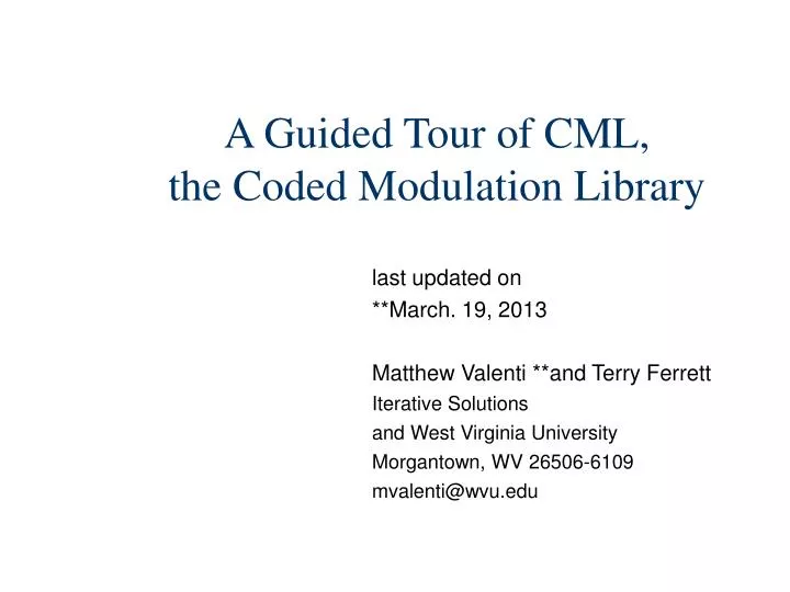 a guided tour of cml the coded modulation library