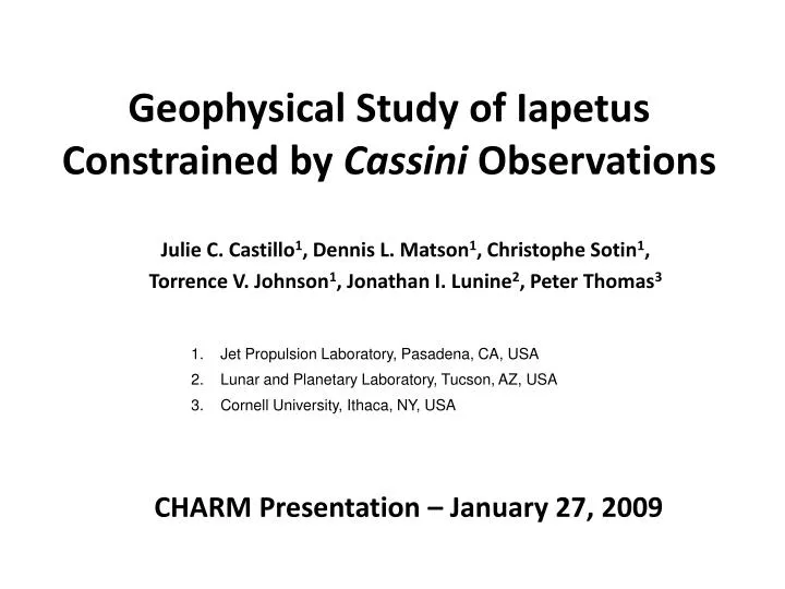 geophysical study of iapetus constrained by cassini observations