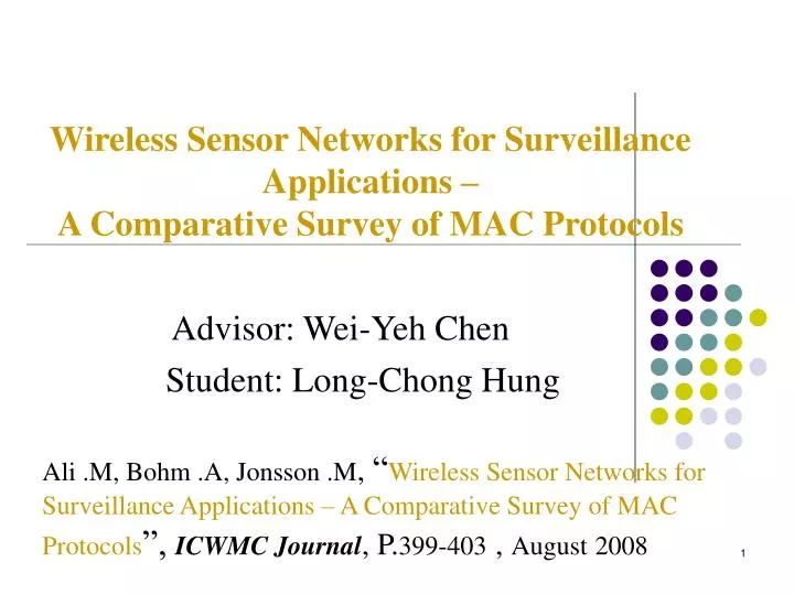 wireless sensor networks for surveillance applications a comparative survey of mac protocols
