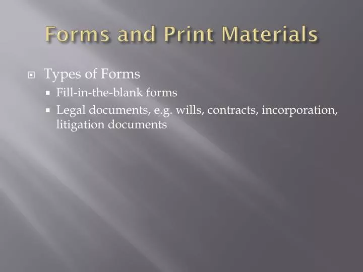 forms and print materials