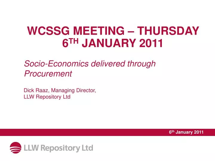 wcssg meeting thursday 6 th january 2011