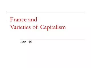 France and Varieties of Capitalism