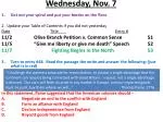 Wednesday, Nov. 7 - slide 1