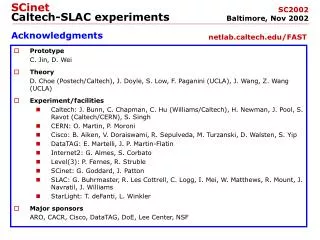 SCinet Caltech-SLAC experiments