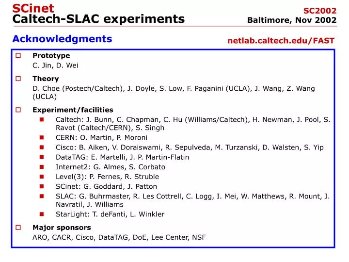 scinet caltech slac experiments