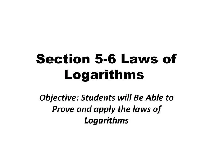 section 5 6 laws of logarithms