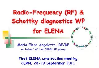 Radio-Frequency (RF) &amp; Schottky diagnostics WP for ELENA