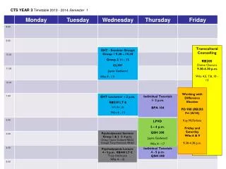 CTS YEAR 3 Timetable 2013 - 2014 Semester 1