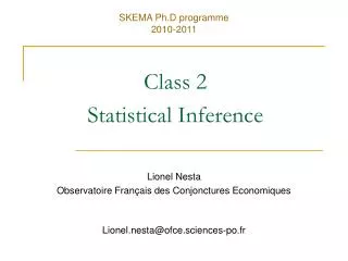 Class 2 Statistical Inference