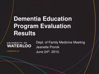 Dementia Education Program Evaluation Results