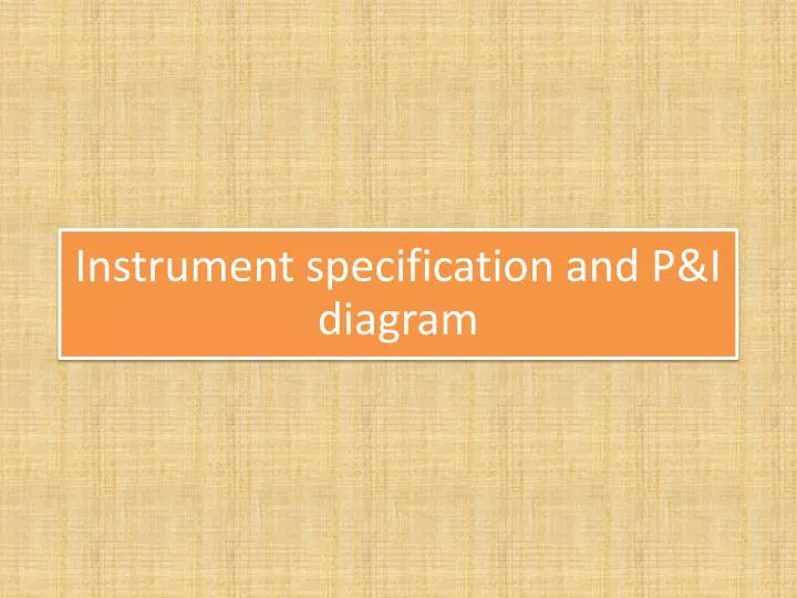 instrument specification and p i diagram