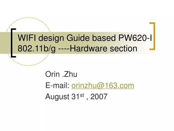 wifi design guide based pw620 i 802 11b g hardware section