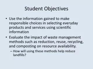 Student Objectives