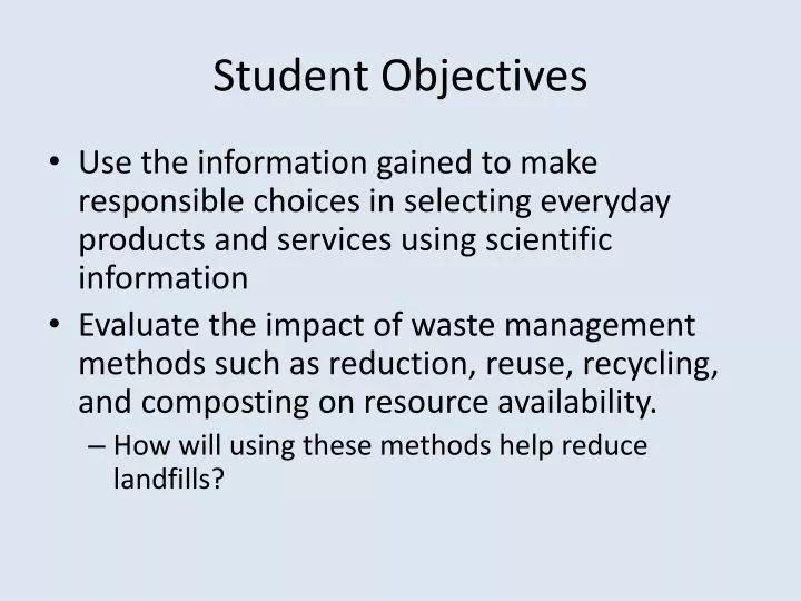 student objectives