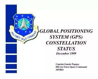 GLOBAL POSITIONING SYSTEM (GPS) CONSTELLATION STATUS December 1999