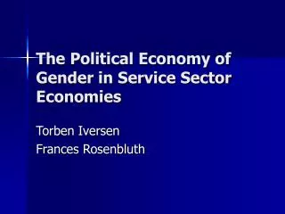 The Political Economy of Gender in Service Sector Economies