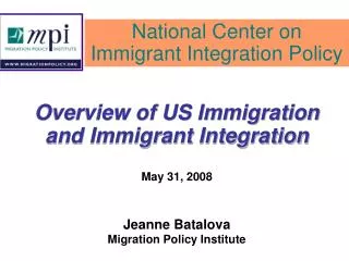 Overview of US Immigration and Immigrant Integration May 31, 2008 Jeanne Batalova