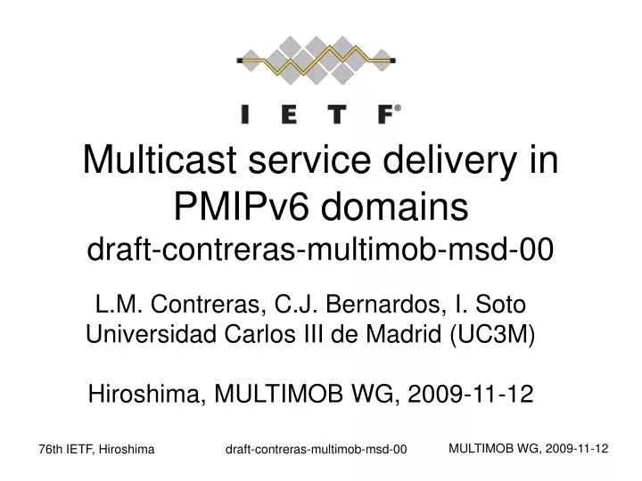 multicast service delivery in pmipv6 domains draft contreras multimob msd 00