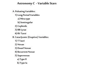 Astronomy C - Variable Stars