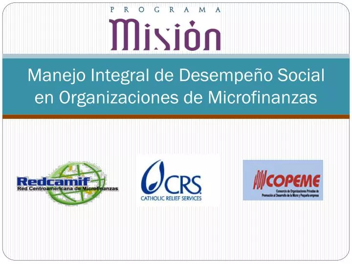manejo integral de desempe o social en organizaciones de microfinanzas