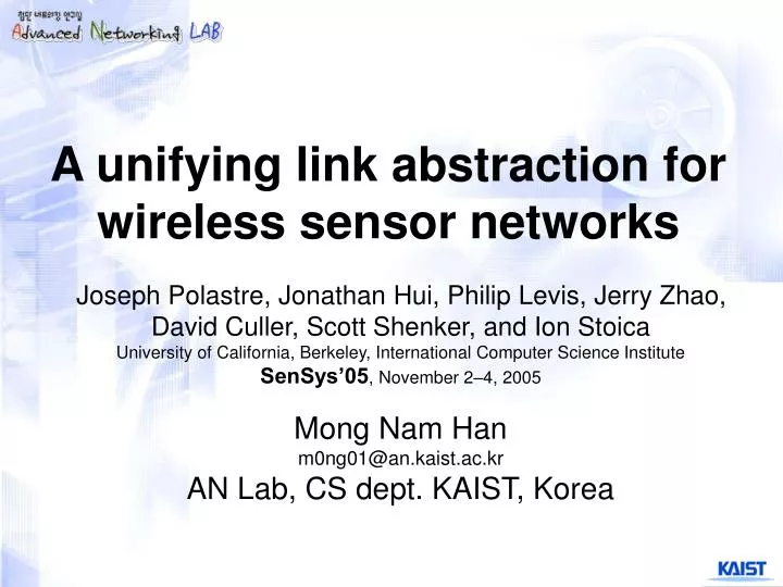 a unifying link abstraction for wireless sensor networks