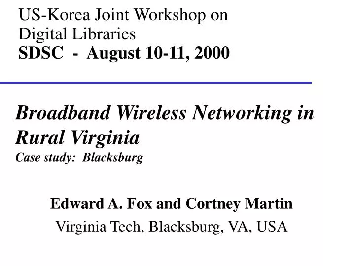 us korea joint workshop on digital libraries sdsc august 10 11 2000