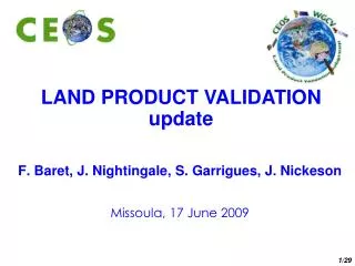 LAND PRODUCT VALIDATION update