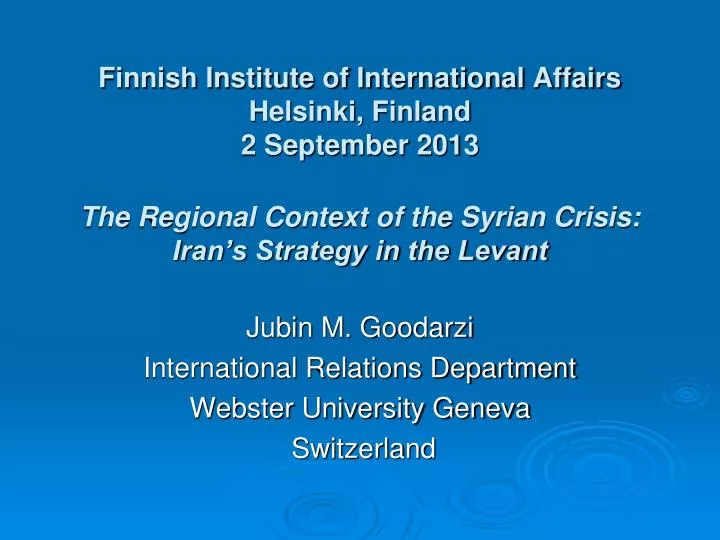 jubin m goodarzi international relations department webster university geneva switzerland