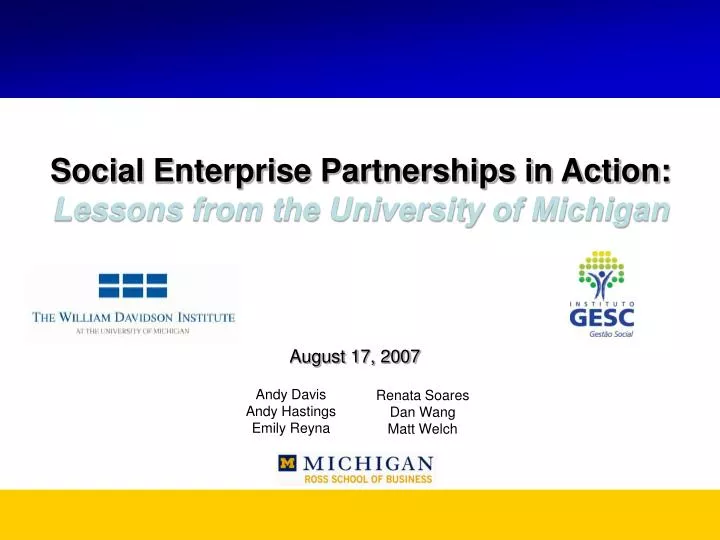 social enterprise partnerships in action lessons from the university of michigan