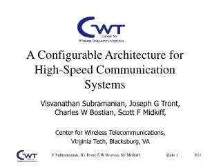 A Configurable Architecture for High-Speed Communication Systems