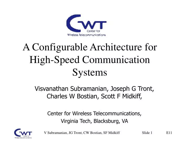a configurable architecture for high speed communication systems