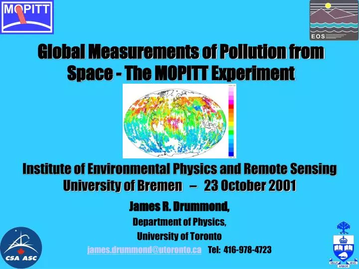 global measurements of pollution from space the mopitt experiment