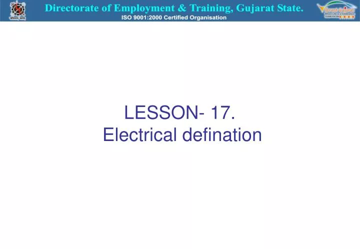 lesson 17 electrical defination