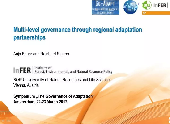 multi level governance through regional adaptation partnerships anja bauer and reinhard steurer