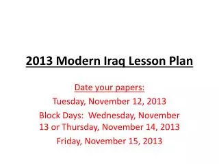 2013 Modern Iraq Lesson Plan