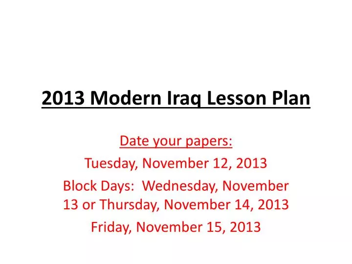 2013 modern iraq lesson plan