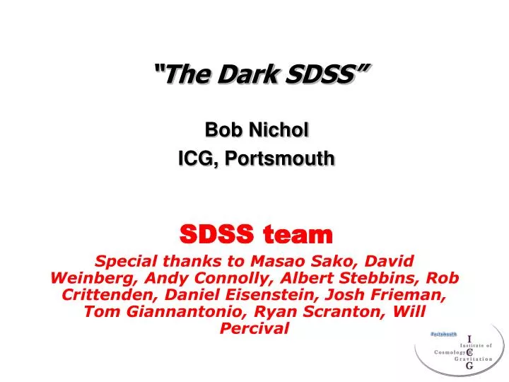 the dark sdss