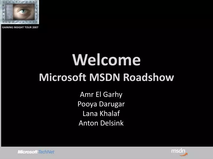 welcome microsoft msdn roadshow