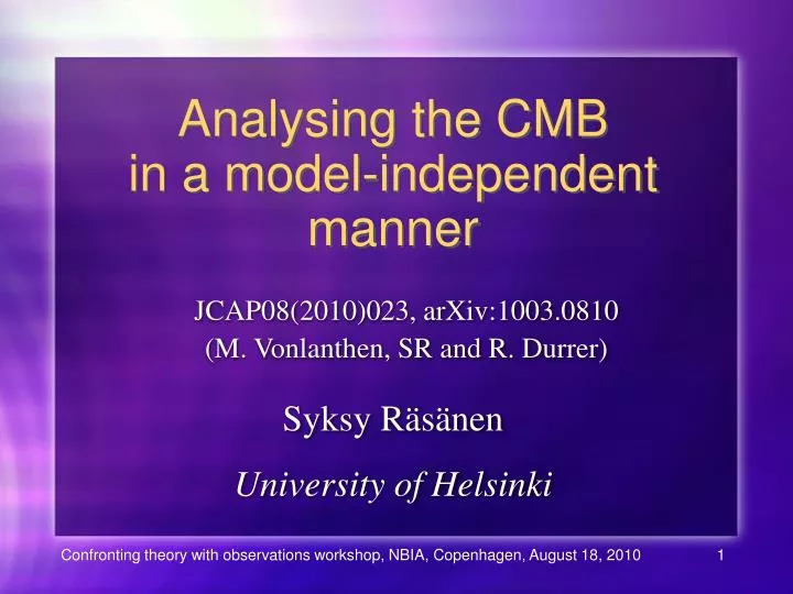 analysing the cmb in a model independent manner