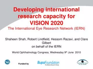 World Ophthalmology Congress, Wednesday 9 th June 2010