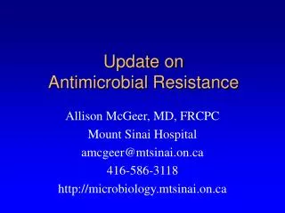 Update on Antimicrobial Resistance