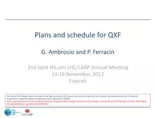 Plans and schedule for QXF