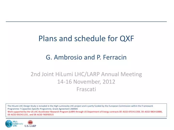 plans and schedule for qxf
