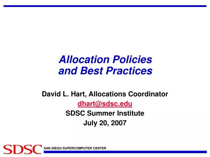 allocation policies and best practices